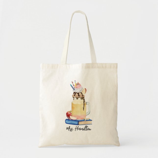 Tote Bag Fournitures scolaires Milkshake Enseignant en clas (Devant)