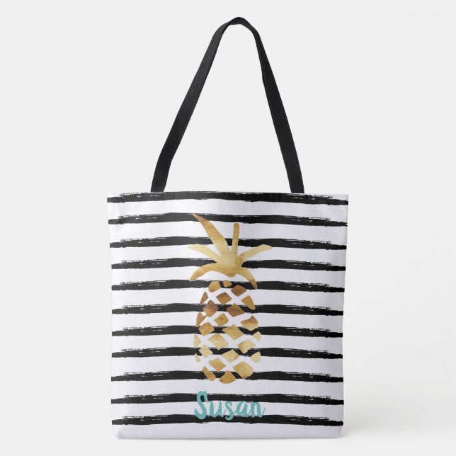 Tote Bag Fourre-tout à ananas et à pinces - Personnaliser a (Devant)