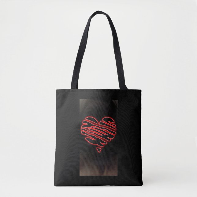 Tote Bag Fourre-tout à coeur noir (Devant)