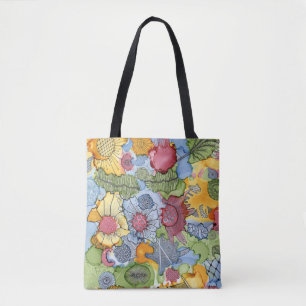Tote Bag Fourre-tout abstrait floral coloré