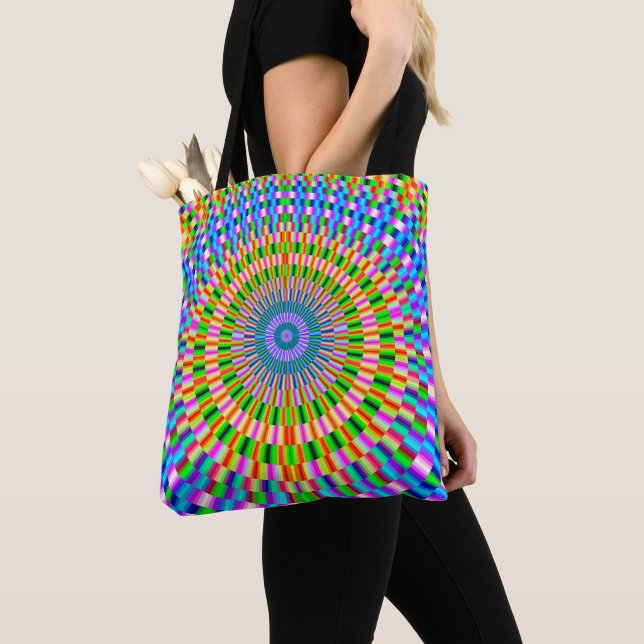 Tote Bag Fourre-tout Avec Mosiac Circulaire Conception Mult (De près)
