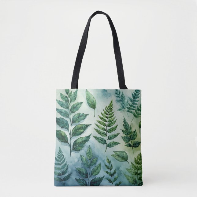 Tote Bag Fourre-tout botanique de la Ferne verte fraîche (Devant)