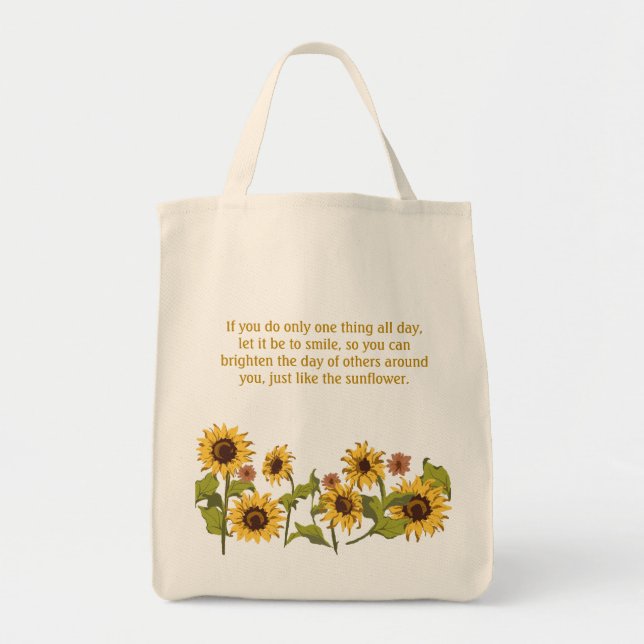Tote Bag Fourre-tout - Citation de sourire Sunflower avec t (Devant)
