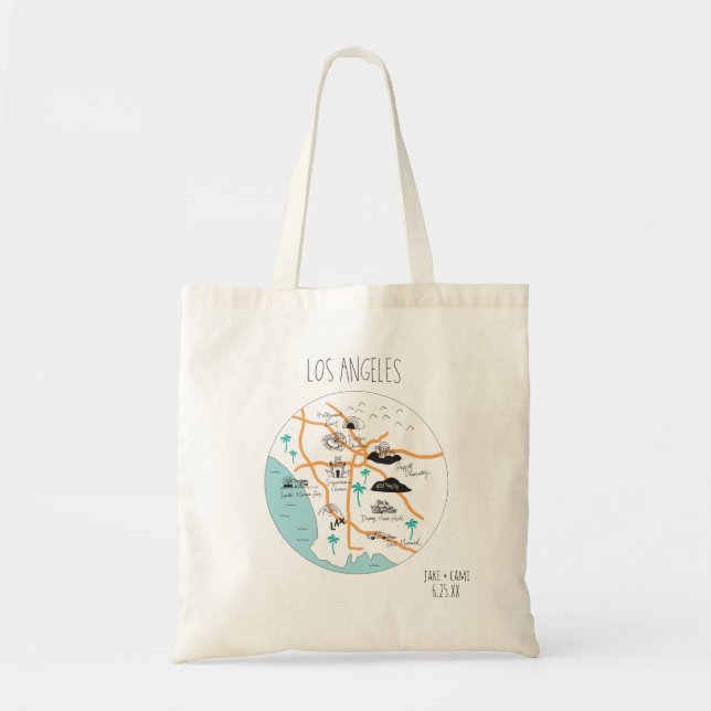 Tote Bag Fourre-tout de la carte de Los Angeles (Devant)