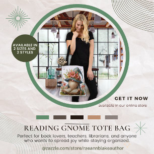 Tote Bag Fourre-tout de lecture Gnome Springtime