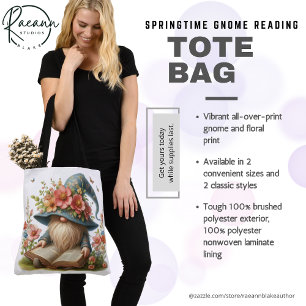 Tote Bag Fourre-tout de lecture Gnome Springtime