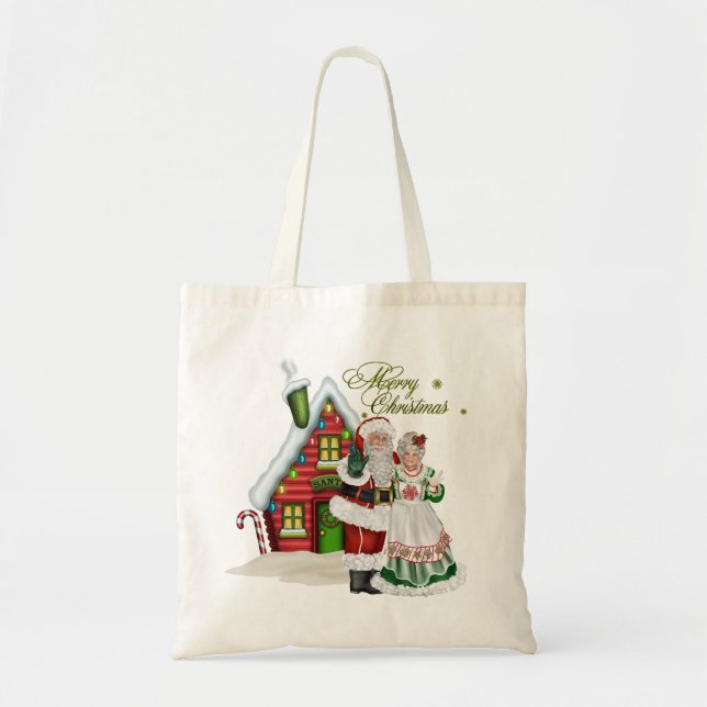 Tote Bag Fourre-tout de Noël au Pôle Nord avec le Père Noël (Devant)