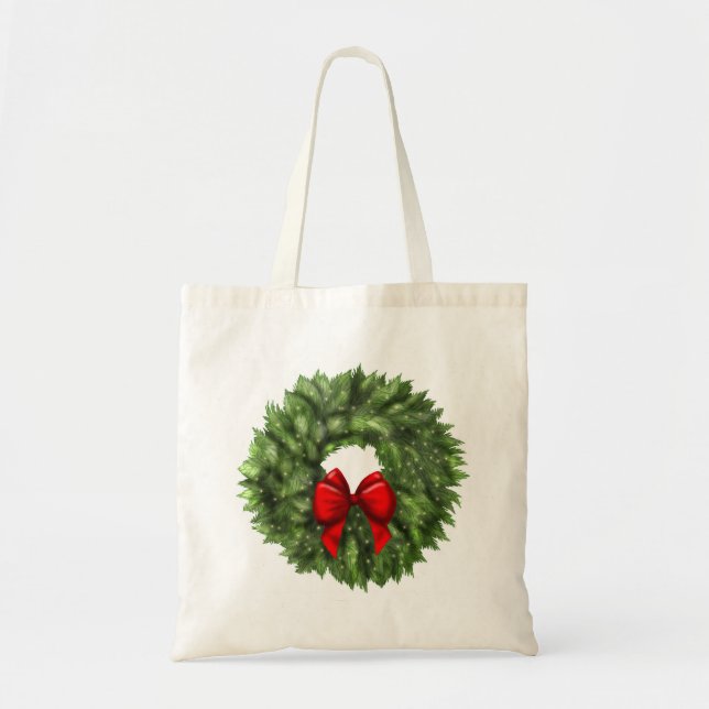 Tote Bag Fourre-tout de Noël avec couronne de Noël (Devant)