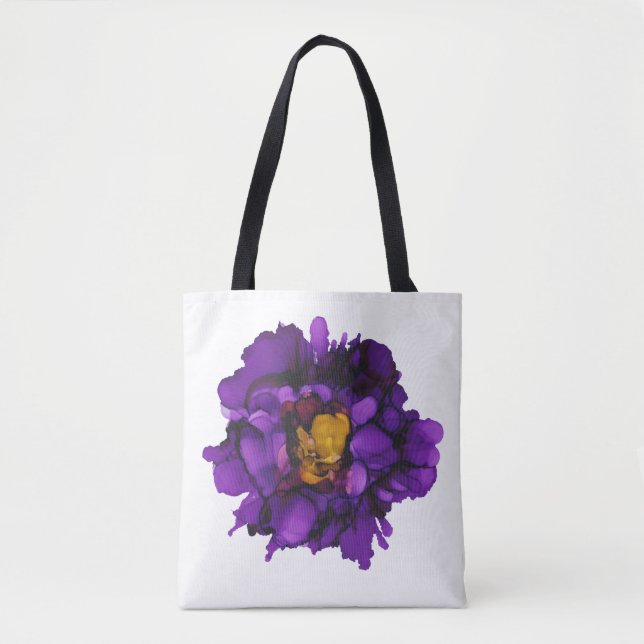 Tote Bag Fourre-tout de pivoine de raisin/violet (Devant)