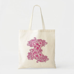 TOTE BAG FOURRE-TOUT DÉCORÉ D'UN MONOGRAMME - LETTRE ROSE