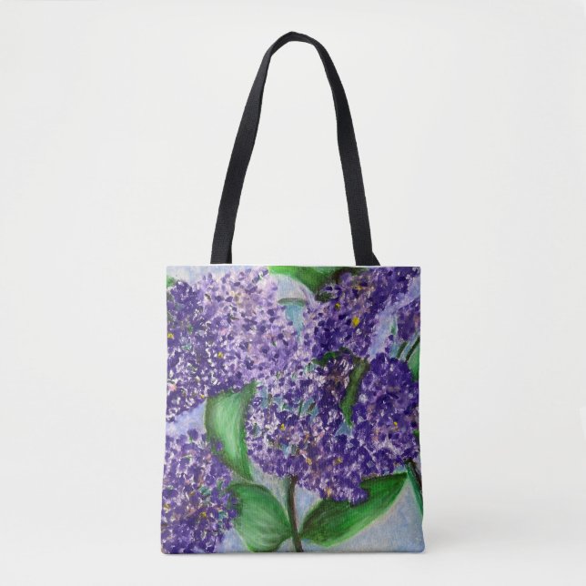Tote Bag fourre-tout d'épaule violette de lilas (Devant)