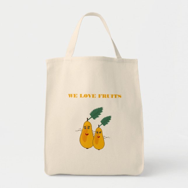 Tote Bag Fourre-tout d'épicerie avec poires (Devant)