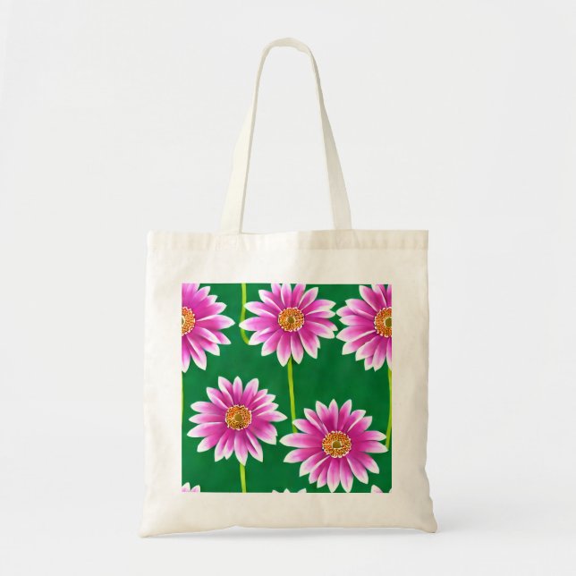 Tote Bag Fourre-tout en toile avec fleurs roses et blanches (Devant)