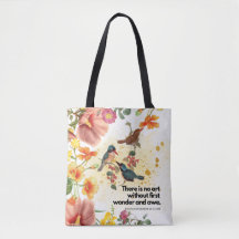 Fourre-tout fleuri aux oiseaux et citation