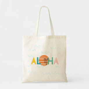 Tote Bag Fourre-tout graphique minimaliste "Aloha" Sunset &