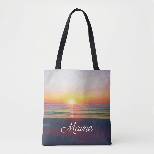 Tote Bag Fourre-tout personnalisable Beach Sunrise Maine (Devant)