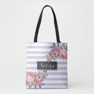 Tote Bag Fourre-tout personnalisé à l'aquarelle de Peony 