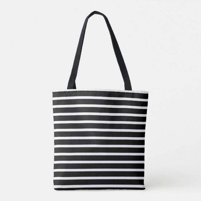 Tote Bag Fourre-tout rayé noir et blanc (Dos)
