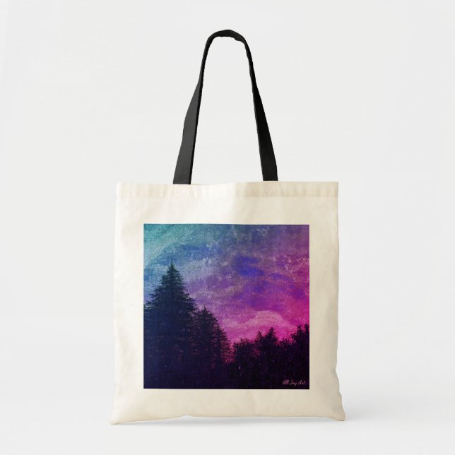 Tote Bag Fourre-tout - Rose "Golden Sunset Pines" par All J (Devant)