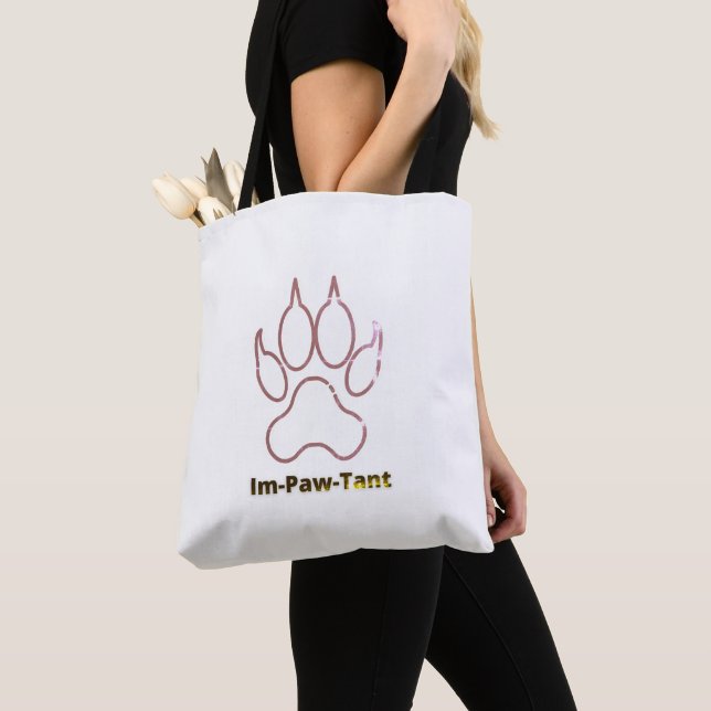 Tote Bag Fourre-tout Tout-En-Tout-Imprimé Im-Paw-Tant, Four (De près)