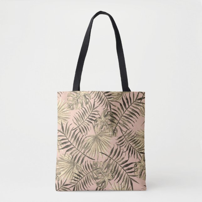 Tote Bag Fourre-tout tropicale à feuilles de palmes (Devant)