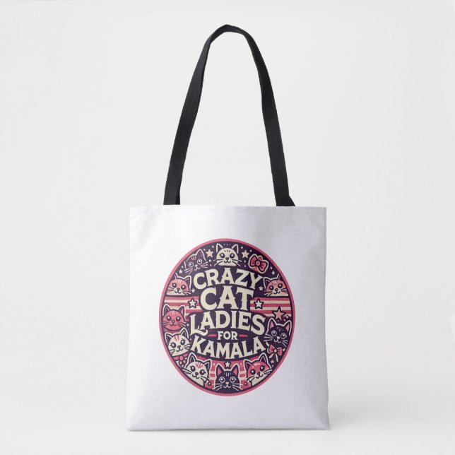 Tote Bag Fous les dames de chat pour Kamala ! (Devant)