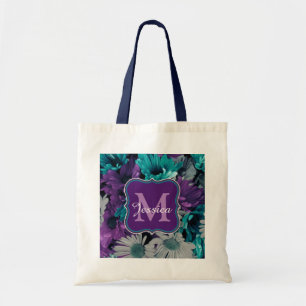 Tote Bag Fracas pourpre et bleu de fleur