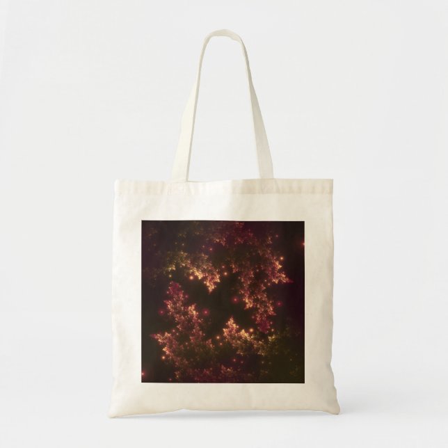 Tote Bag Fractal Leaves Red Glow (Front)
