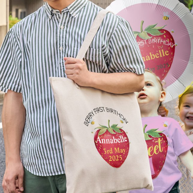 Tote Bag Fraise 1er anniversaire Fête Favoriser Berry First (Créateur téléchargé)