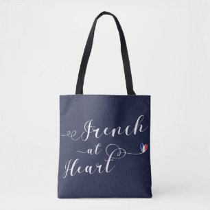 Tote Bag Français À Heart Grocery Bag, France