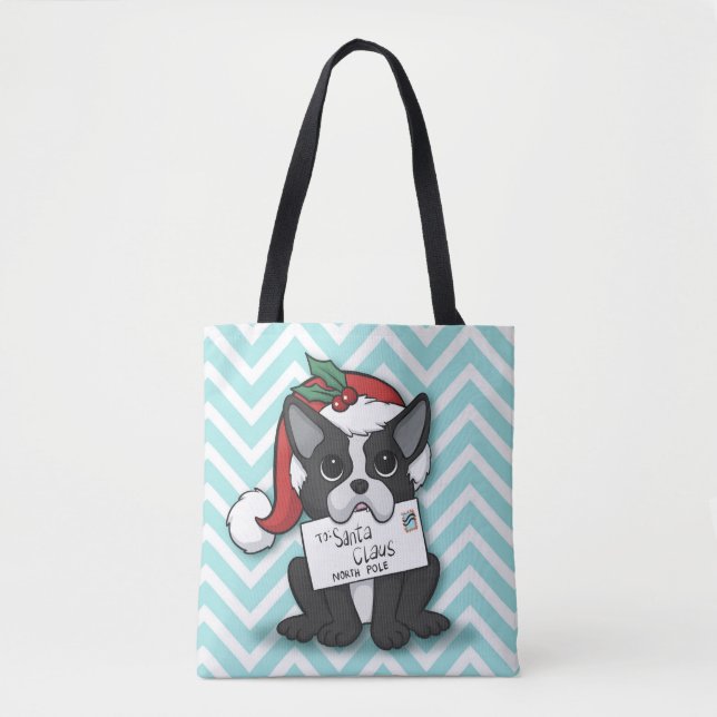 Tote Bag French bulldog Santa Claus Holiday (Devant)
