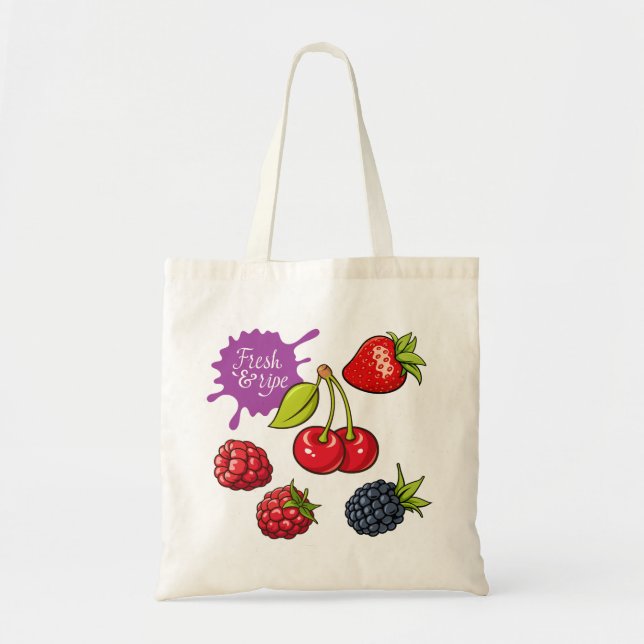 Tote Bag Fresh Red Berries and Cherries (Devant)