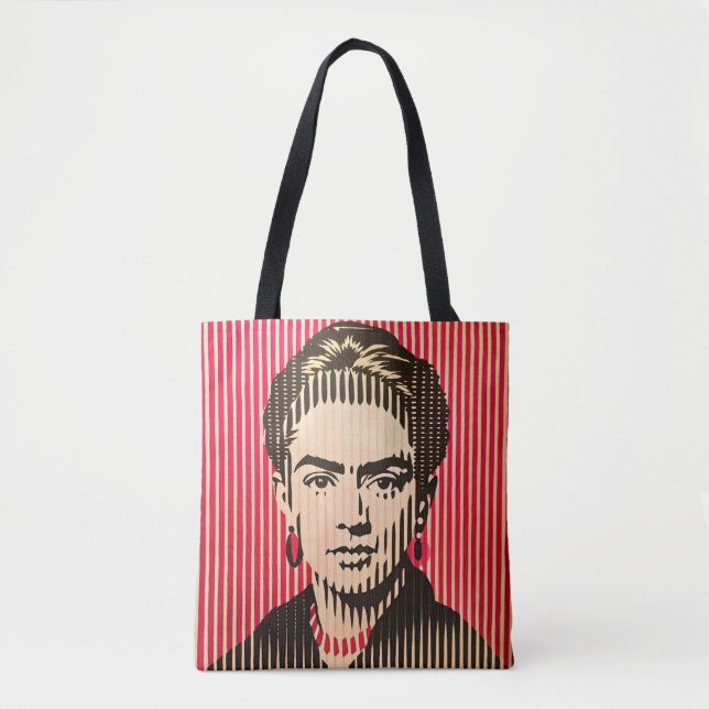 Tote Bag Frida Kahlo dans le style d'illusion optique BAUHA (Devant)
