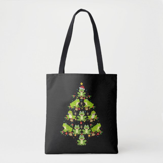 Tote Bag Frog Christmas Tree Cadeau Funny Christmas Frog (Devant)