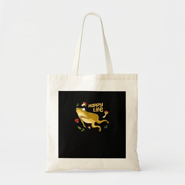 Tote Bag Frog Happy Essential Minimal Design (Devant)