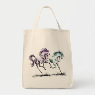 Tote Bag Frolicking Racing Wild Horses