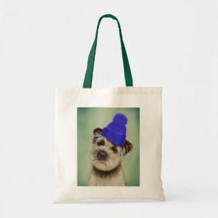 Tote Bag Frontière Terrier avec le casquette bleu de