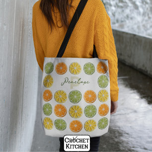 Tote Bag Fruit de Crochet frais moderne Nom des tranches d'