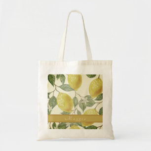 Tote Bag Fruit d'été Vintage citron jaune personnalisé