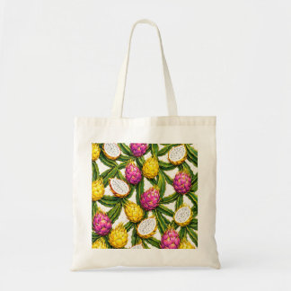 Tote Bag Fruit du Dragon Rose et Jaune Motif Tropical