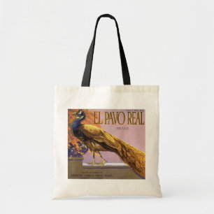 Tote Bag Fruit vintage Crate Étiquette Art El Pavo Peacock 