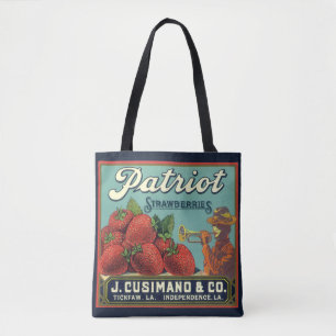 Tote Bag Fruit vintage Crate Étiquette Art Patriot Fraises