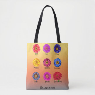 Tote Bag Fruitage of the spirit With Zinnias 
