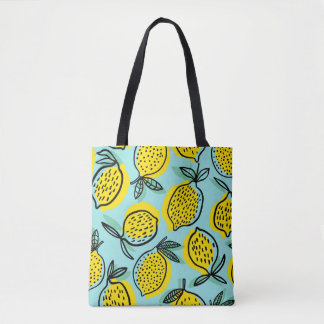 Tote Bag Fruits de citron : motif vintage été.
