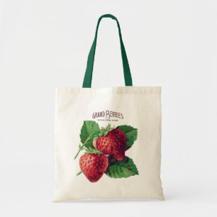 Tote Bag Fruits de fraise Vintage Ajouter Votre Nom