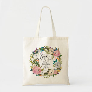 Tote Bag Fruits de l'esprit Aquarelle Florale Wreath