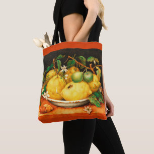 TOTE BAG FRUITS DE SAISON LÉMONS ET FLEURS BLANCHES