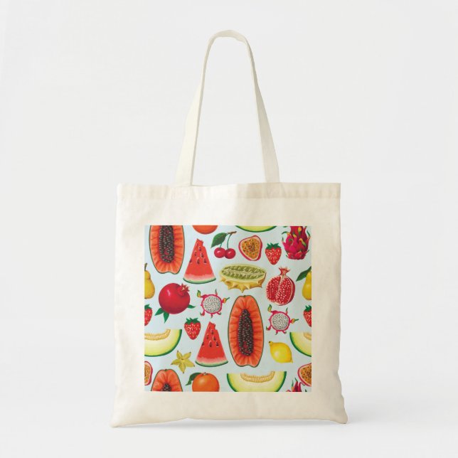 Tote Bag Fruits Exotiques : Imprimé tendance sans couture. (Devant)