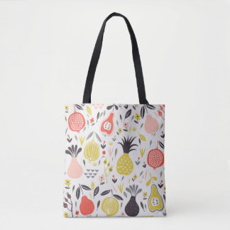 Tote Bag Fruits vintages, fleurs : motif sans soudure.