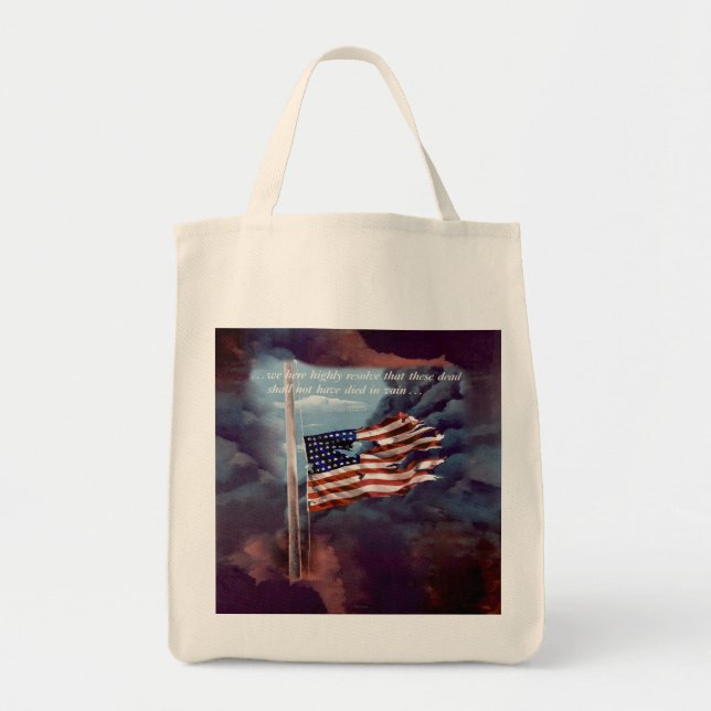 Tote Bag Fumée tombée mais pas oubliée et drapeau déchiré (Devant)